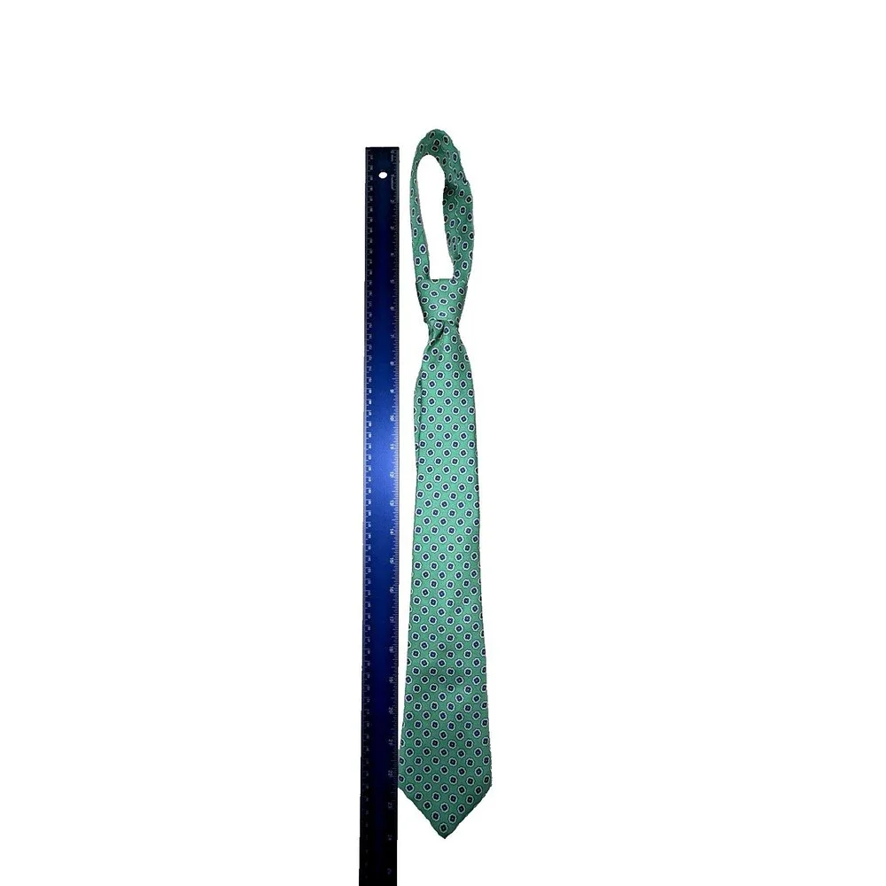 Lauren Ralph Lauren Green Silk Tie Floral Geometric Pattern Classic